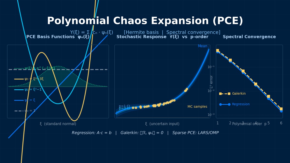 多项式混沌展开方法可视化：Hermite基函数与随机响应曲面