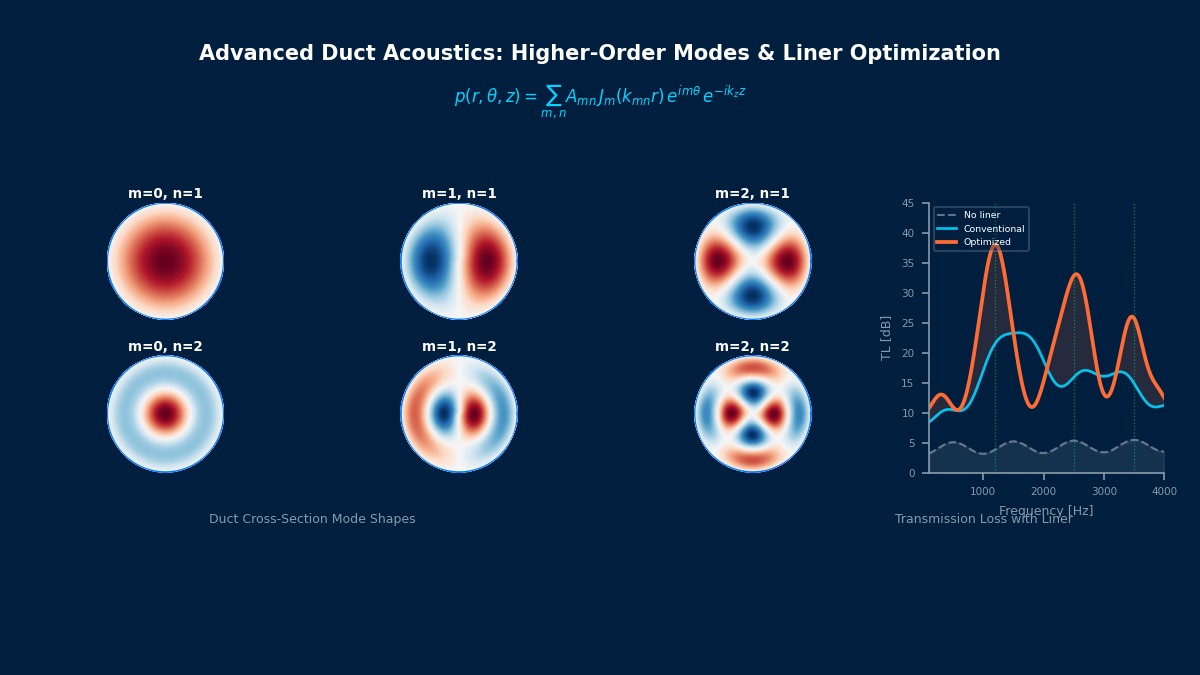 高阶管道声学模态形状与吸音衬垫拓扑优化透过损失对比