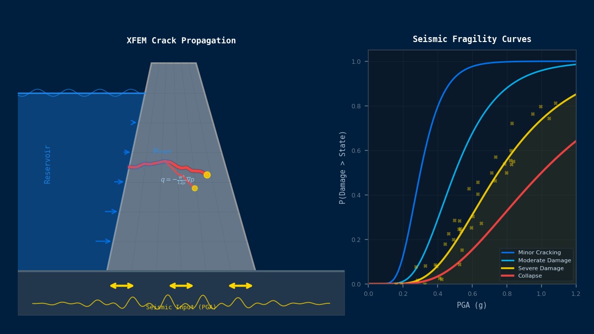 XFEM crack propagation in gravity dam under seismic loading with hydraulic fracture and seismic fragility curves for multiple damage states