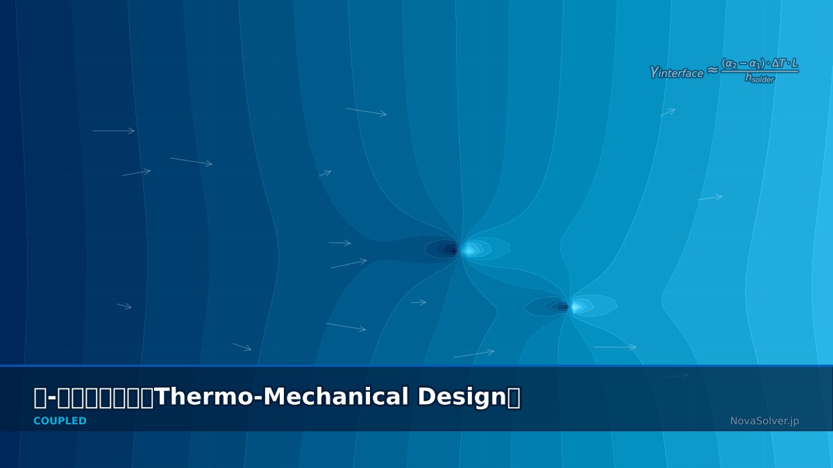 Thermo-mechanical design methodology showing thermal distortion contour and CTE mismatch stress distribution