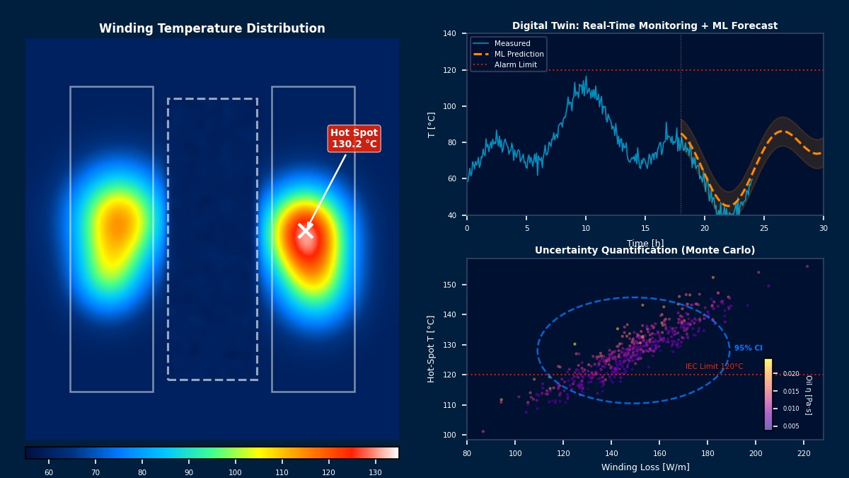Transformer winding hot-spot thermal contour with digital twin real-time monitoring and Monte Carlo uncertainty quantification
