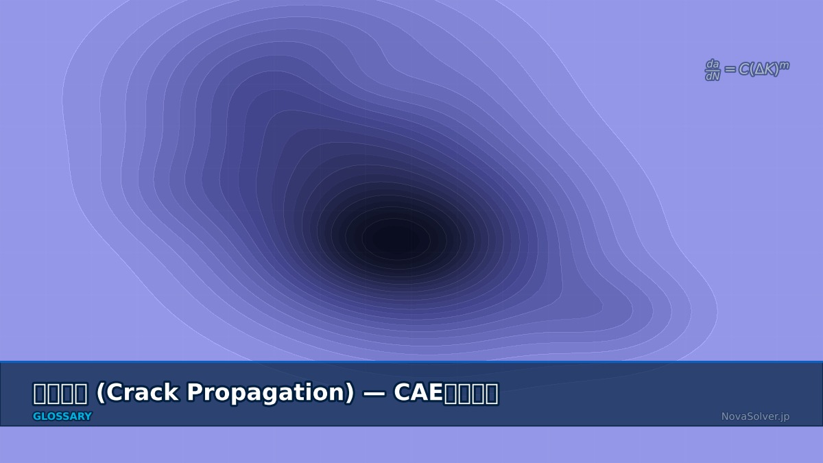 CAE visualization for crack propagation - technical simulation diagram