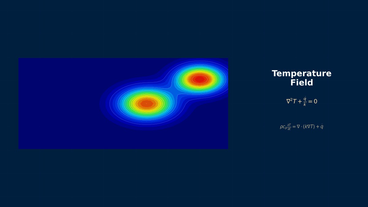 Fourier number Fo visualization showing dimensionless time evolution of transient heat conduction temperature profiles