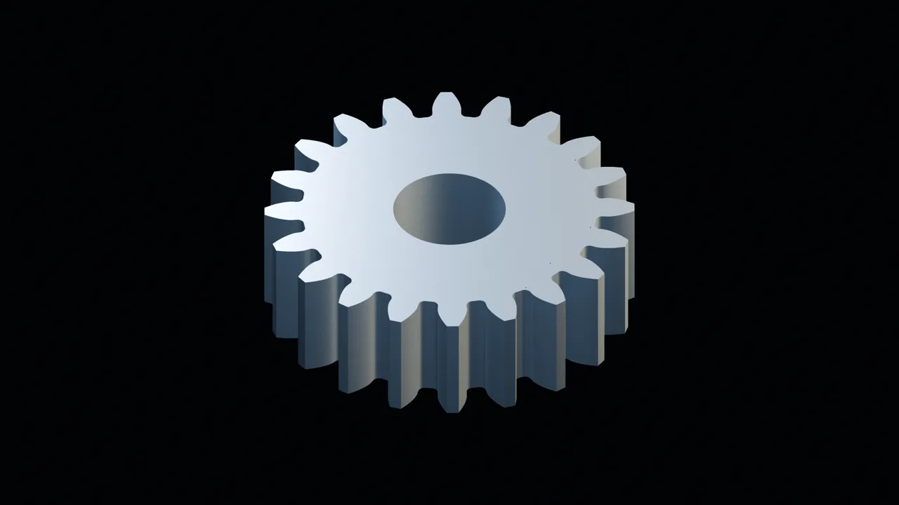 Involute spur gear modelled in Blender by AI